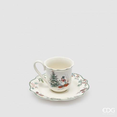 Комплект 6 чаши за еспресо 90мл с чинийки Pino Innevato Комплект 6 чаши за еспресо 90мл с чинийки Pino Innevato